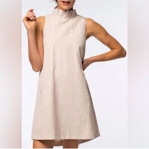 Tyler Boe Ruffle Bow Neck Linen Dress Beige Size XL